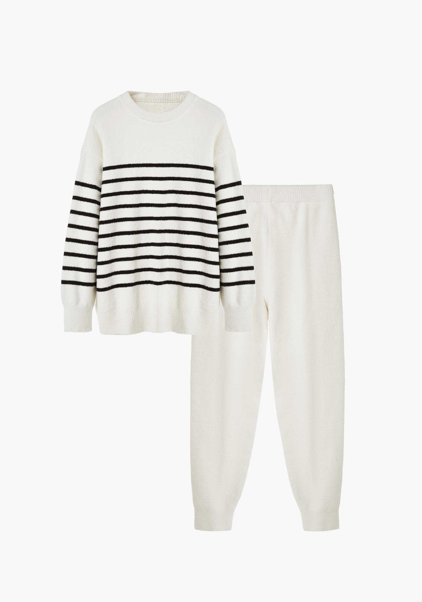 Mousse Stripe Half Velvet Pajama Set