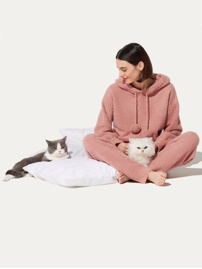 Tender Love Soft Cloud Cat Ear Hooded Pajamas Set
