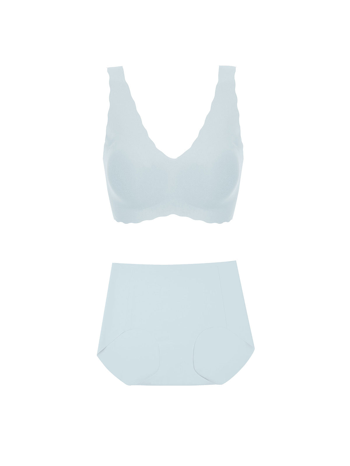 24H Comfort One Size Wavy V Neck Wireless Bra & Brief