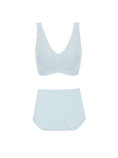 24H Comfort One Size Wavy V Neck Wireless Bra & Brief