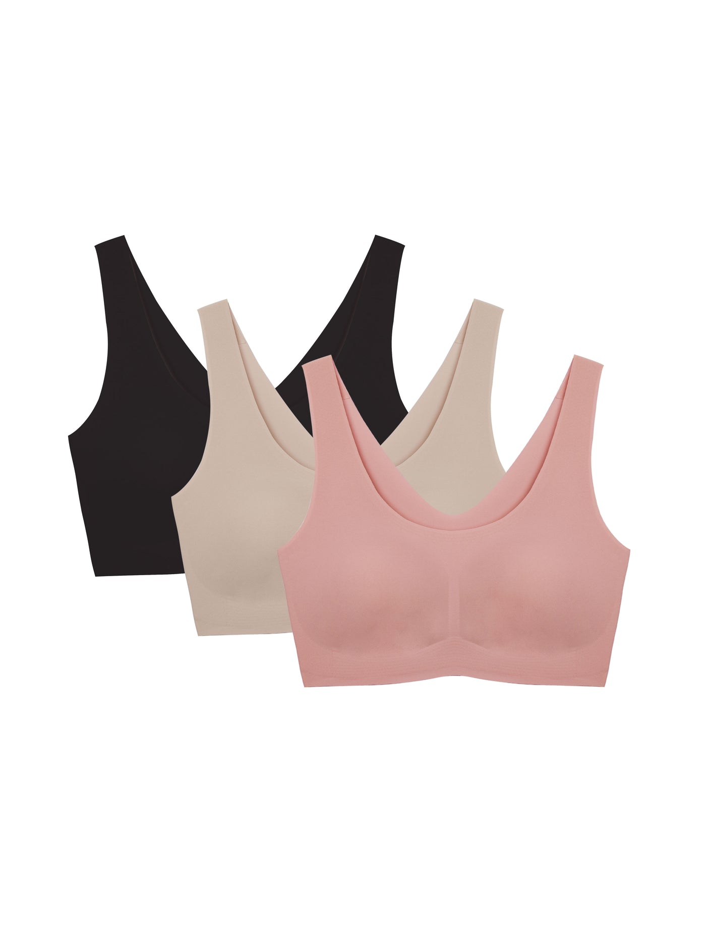 24H Comfort One Size Classic Wireless Bra Fixed Pad Kit of 3 – ubras