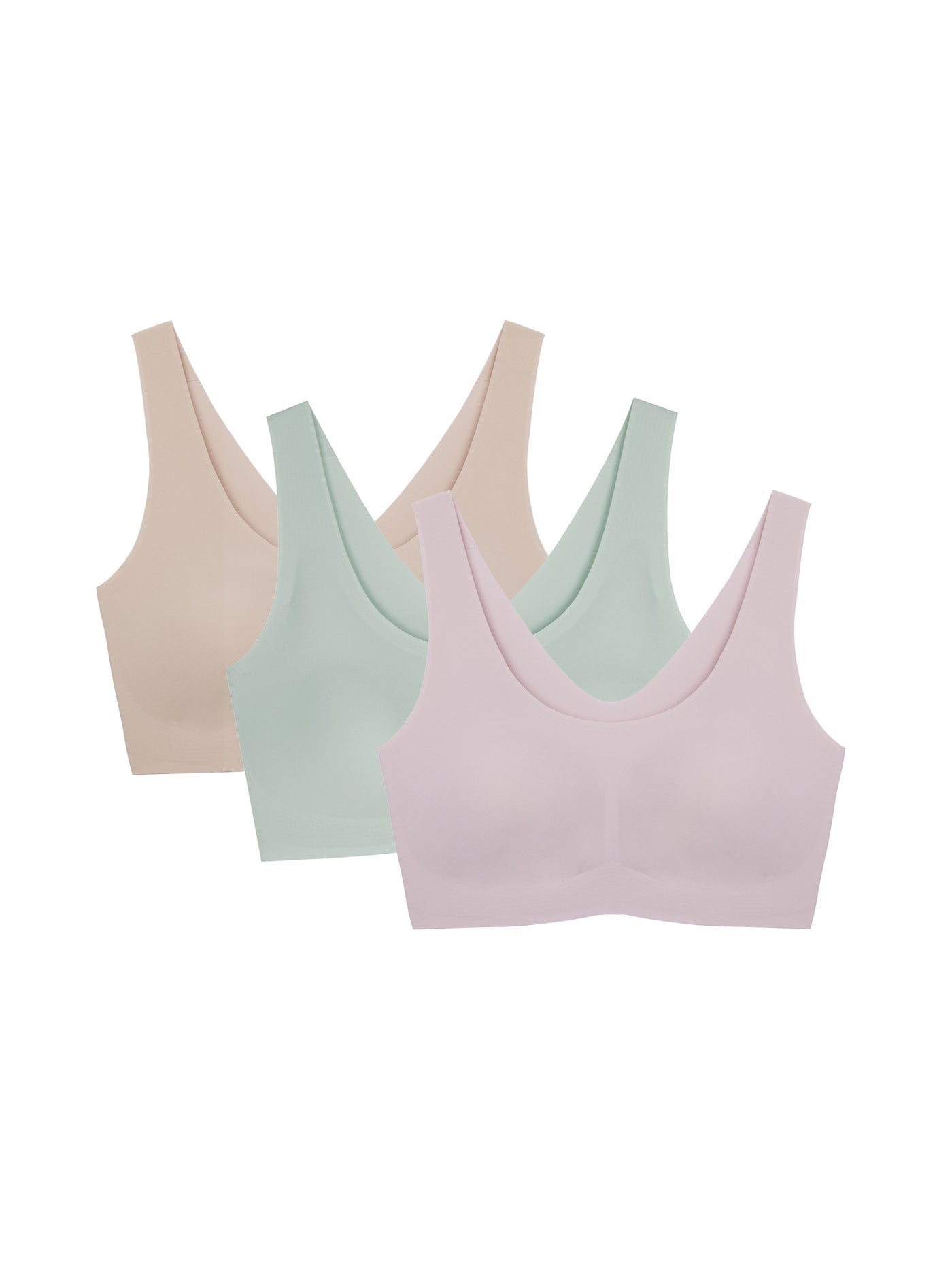 24H Comfort One Size Classic Wireless Bra Fixed Pad Kit of 3